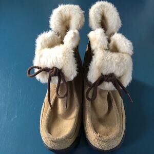 Lands End Girls Suede Faux Fur Winter Boots Size 13